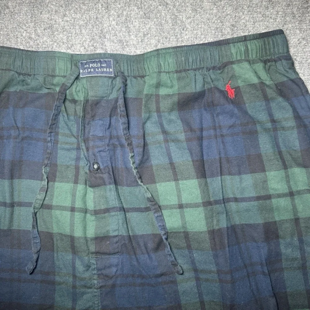 Polo Ralph Lauren Pants Mens 2XL Green Plaid Flannel Pajama Sleepwear Lounge